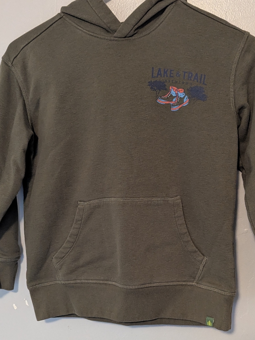 Kids Olive Green Lake & Trail Hoodie Sweatshirt